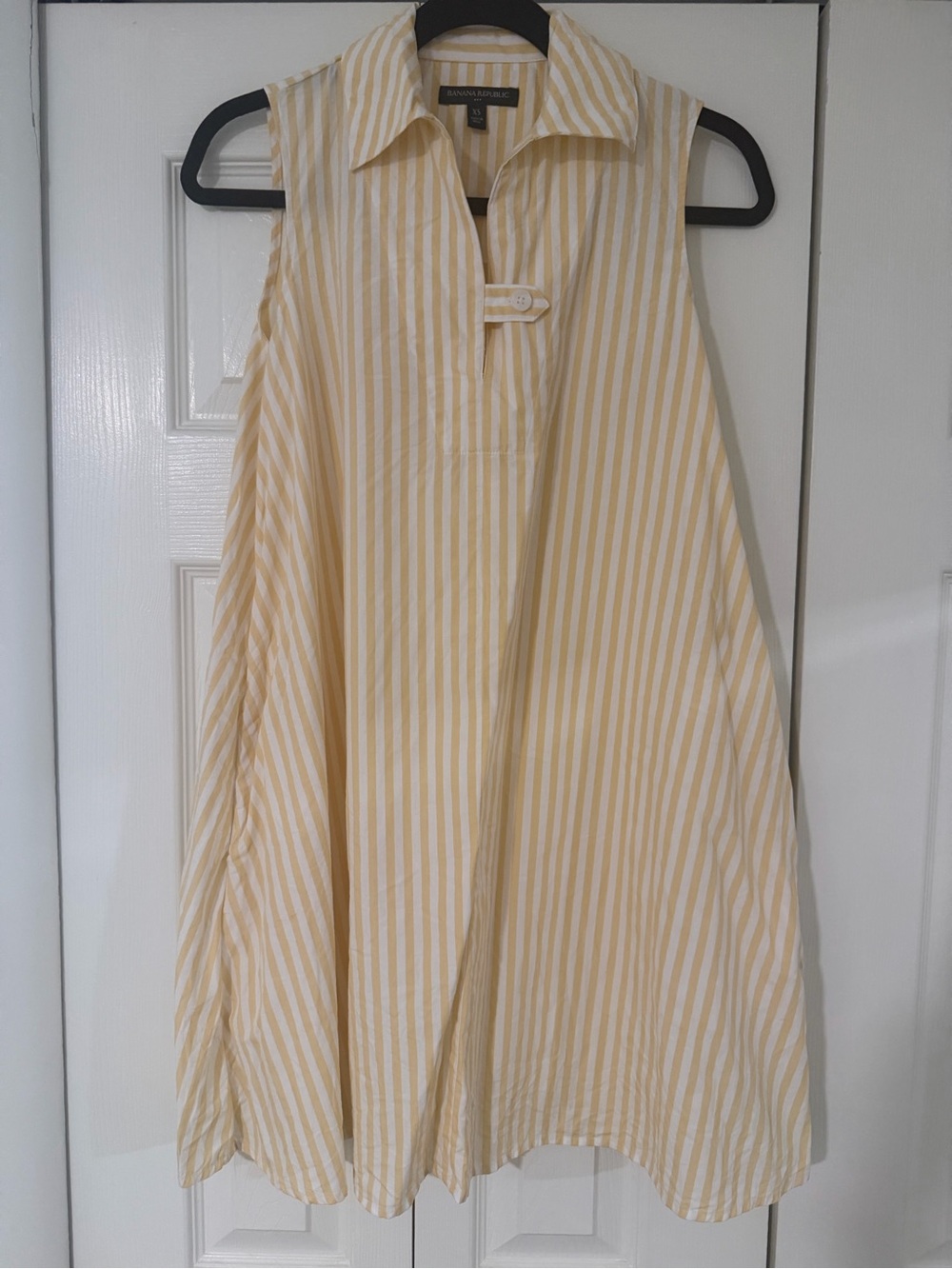 Banana Republic Yellow and White Striped Sleeveless A-Line Dress